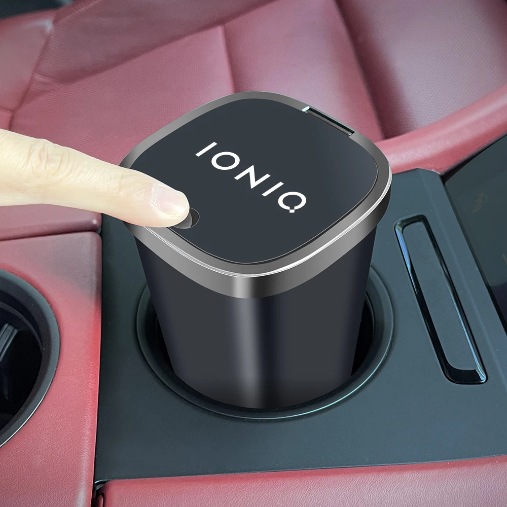 For Hyundai IONIQ 5 6 7 Car Trash Can Vehicle Garbage Dust Case Car Pressing Trash Bin Auto Interior Storage Accessories