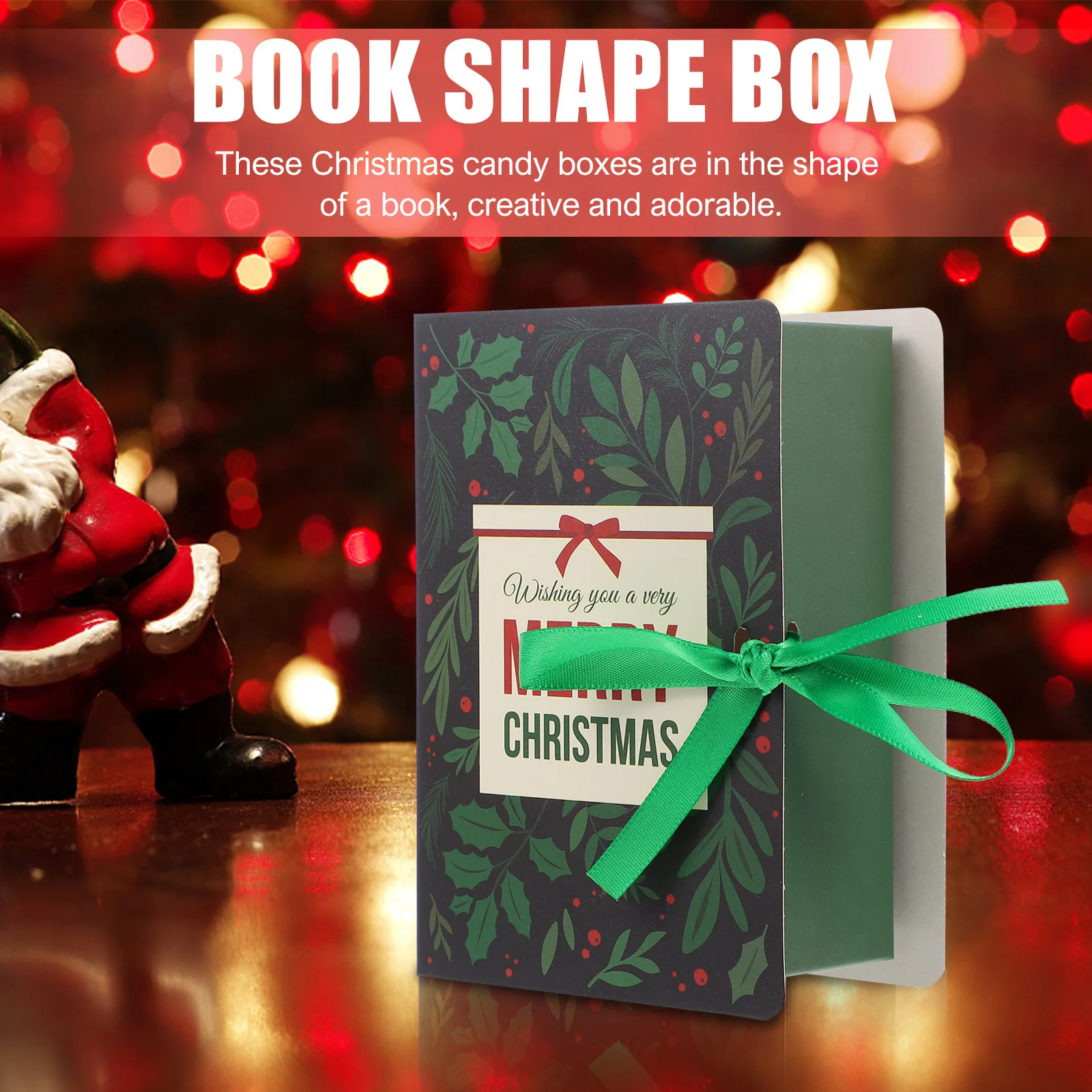 

5Pcs Candy Paper Boxes Creative Book-Shaped Gift Box Sturdy Holiday Cookie Storage Case Cute Xmas Treat Box for Gifting