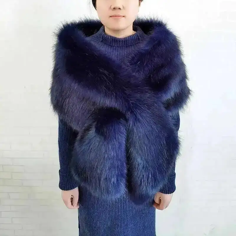Winter Faux Fur Shawl Large Fluffy Scarf Neck Warmer Women Furry Collar Wedding Bridal Formal Evening Party Shrug Accessories