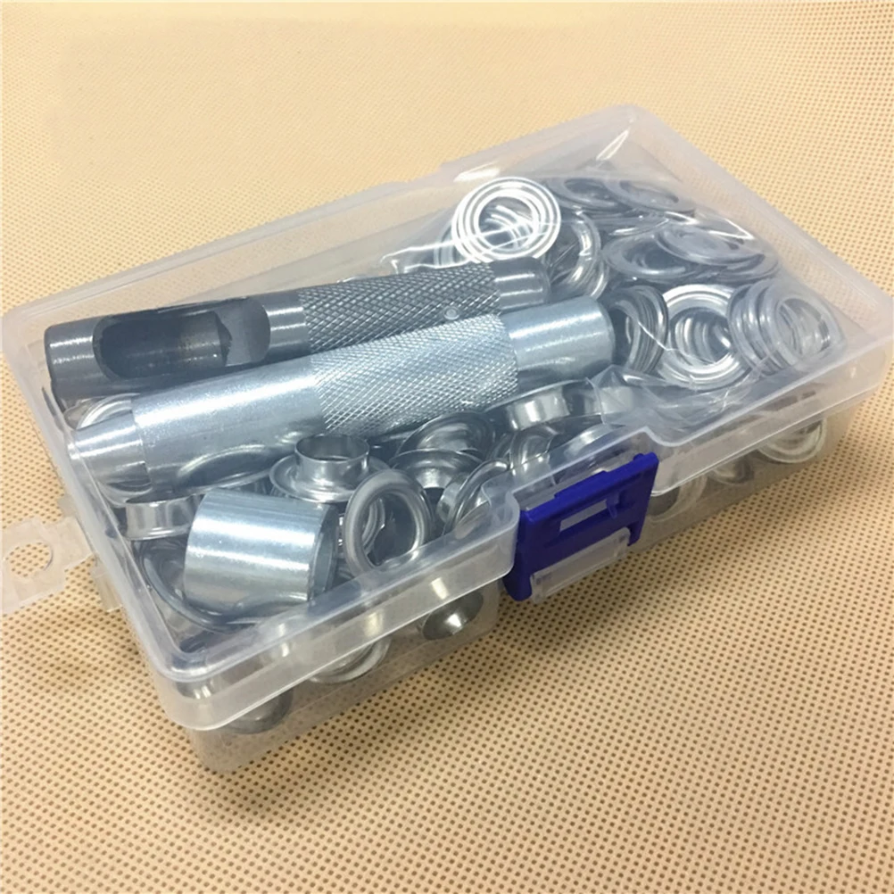 

100Set Grommets Kit Brass Eyelets Button Set for Tents Awnings Canvas Easy to Use Tools Included 10mm Eyelet Button