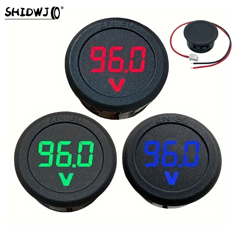 Car LED Digital Display Circular Two-wire Voltmeter DC Digital Voltmeter Reverse Connection Protection Tools Voltage Meter