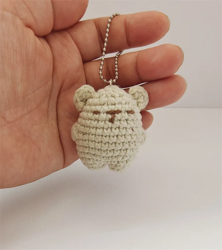 Mini Urso DIY Handmade Malha Chaveiro, Pingente Animal Bonito, Lã Tricô, Casal Presente, Mochila Decoração, Ins, Coreano