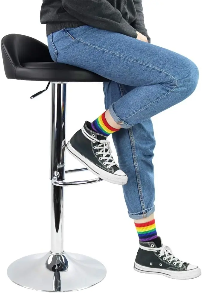 Pu Lederen Ronde Barkruk Met Rugleuning In Hoogte Verstelbare Draaibare Pub Stoel Thuis Keuken Barkrukken Rugloze Kruk