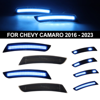 4PCS Front Blue & Rear  Blue Led Side Marker Lights Turn Signal Indicator Blinker Lamps  for Chevy Camaro 2016-2023