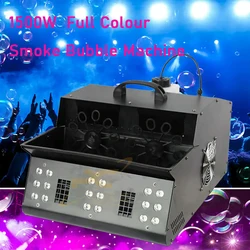 2023 New 1500W Dual-Wheel Wireless Remote Control Smoke Bubble Machine With 18 * 3W Rgb Led Coloring Lights For Halloween