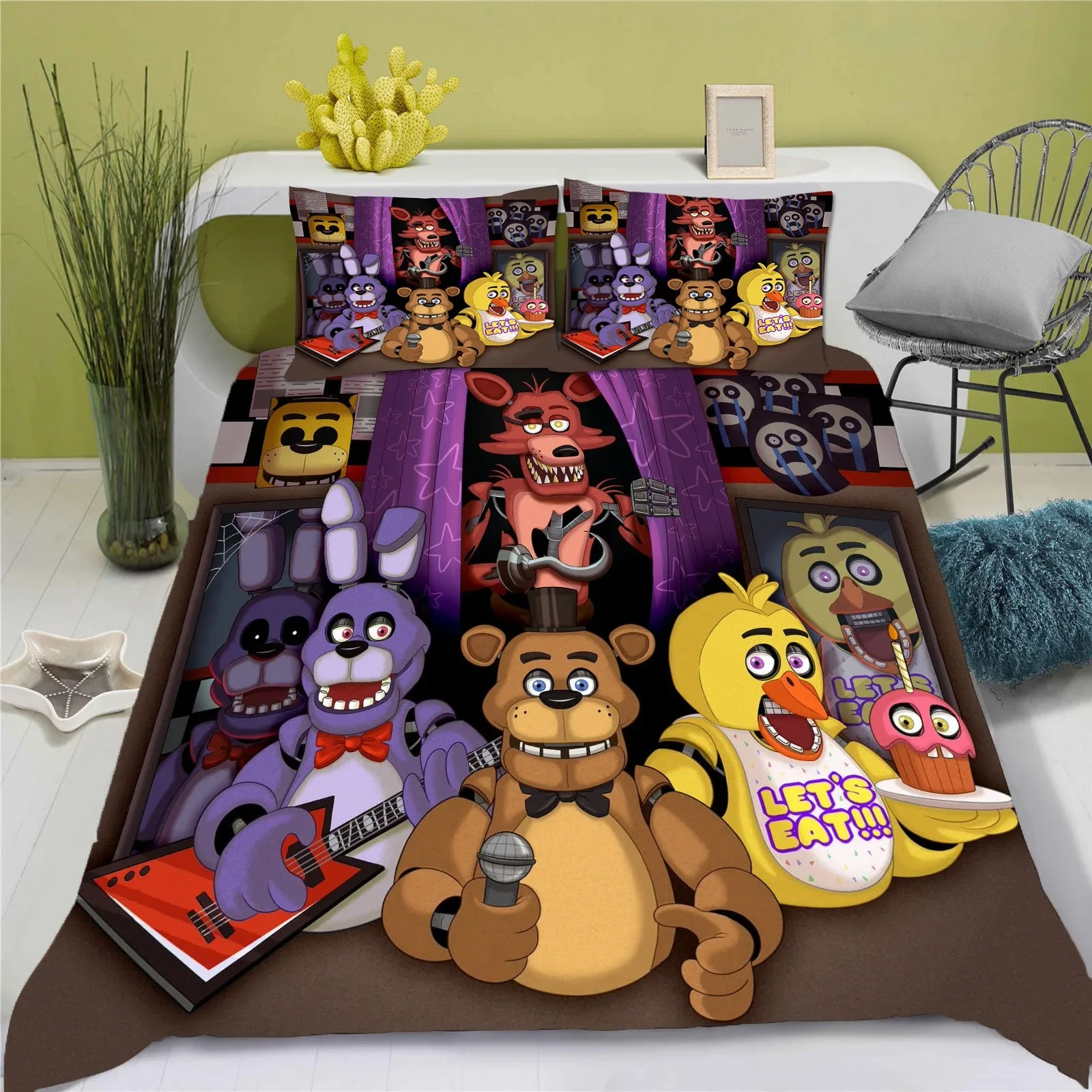 Juego de Funda de Edredón Five Nights At Freddy's, Ropa de Cama de Estilo Hogareño, Algodón Suave, para Dormitorio Estudiantil, Regalo963