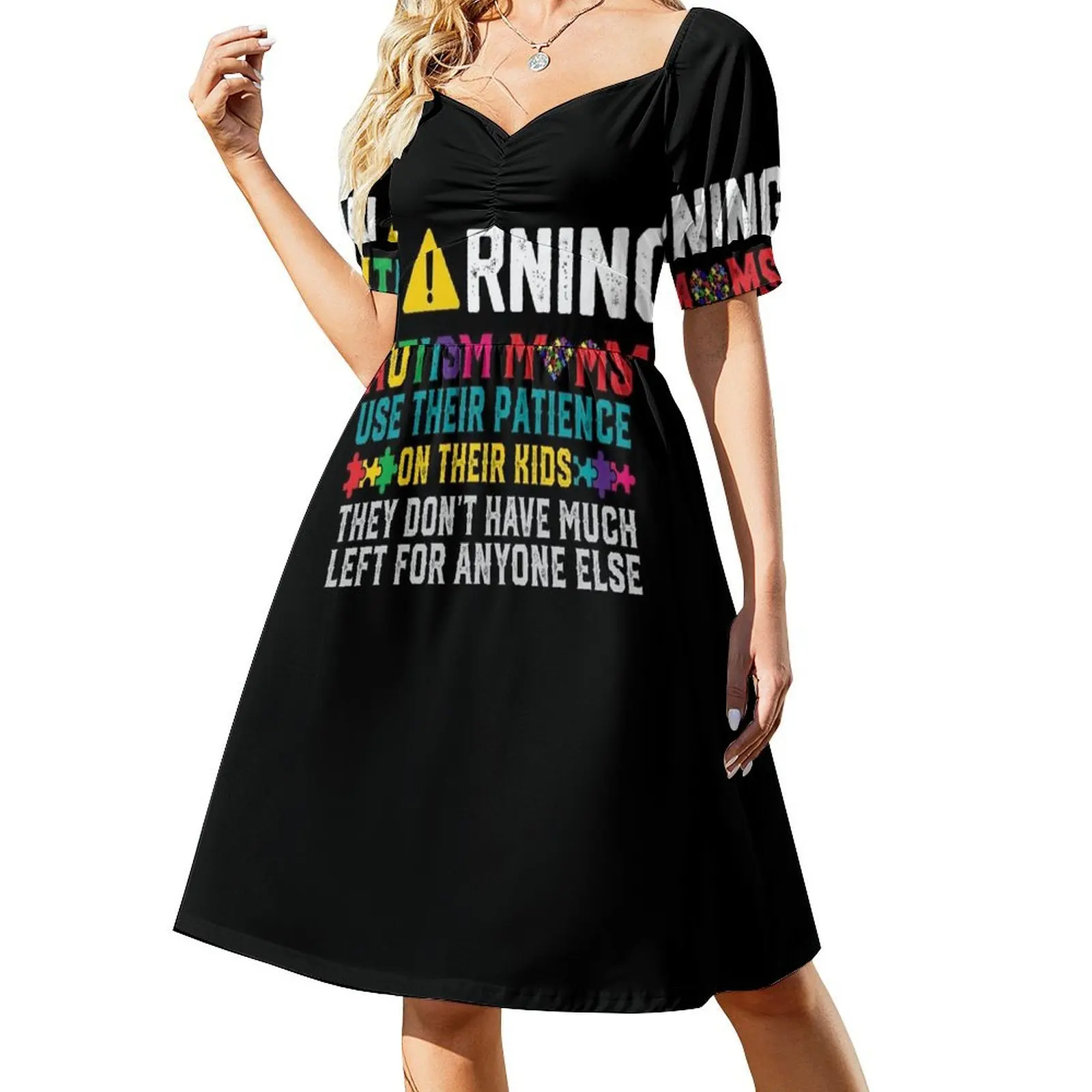 

Funny Autism Mom T Shirts Women Autism Awareness Day Short-Sleeved Dress dresses for women elegant and pretty women's dresses