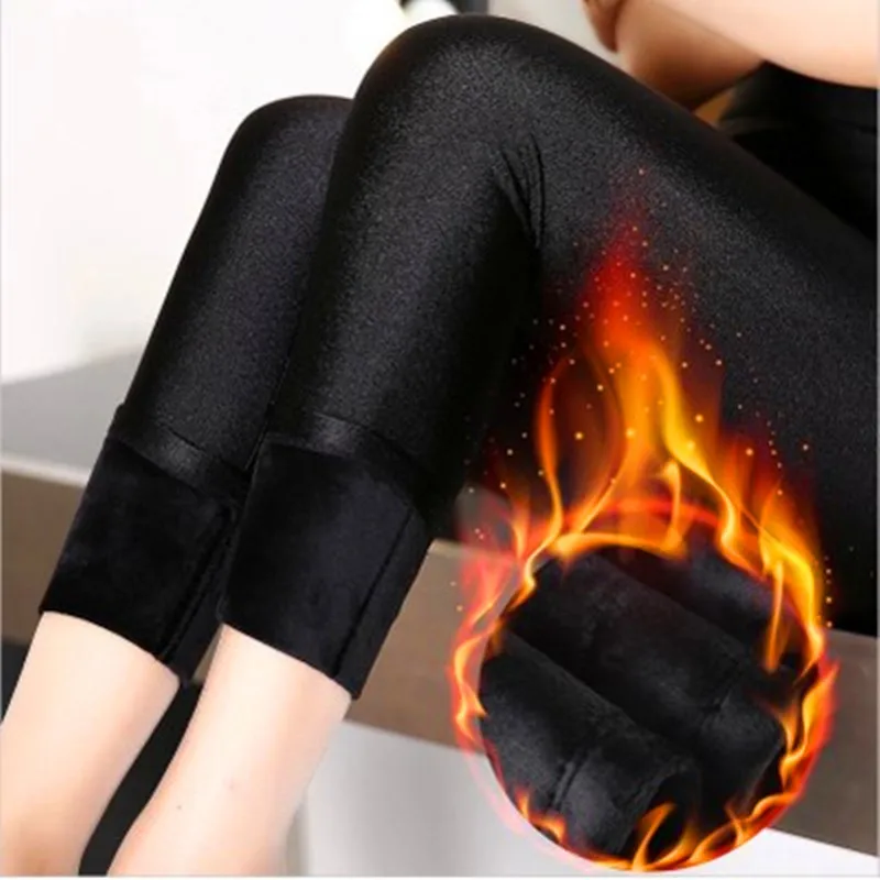 

2023new Design Large Size 4xl Ladies Winter Leggings Velvet Padded Glossy Pants Bright Outer Wear Fat Wholesale Price Fleece