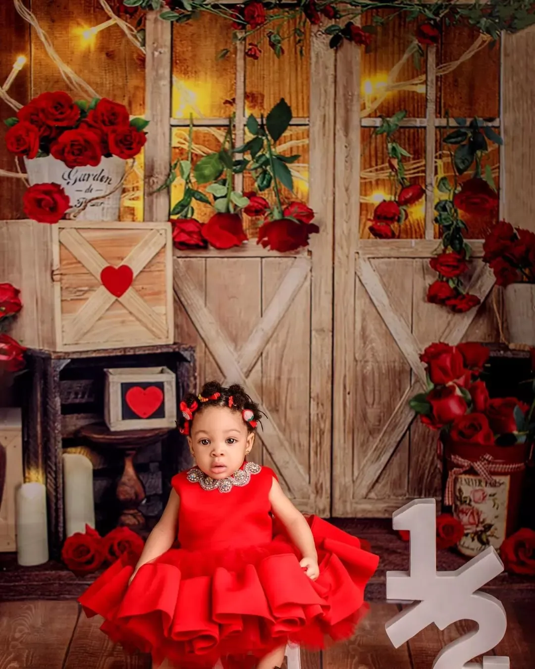 Vestidos vermelhos frisados flor menina com arco volta, babados joelho comprimento, princesa bebê meninas, primeira festa de aniversário, vestido pageant para casamento