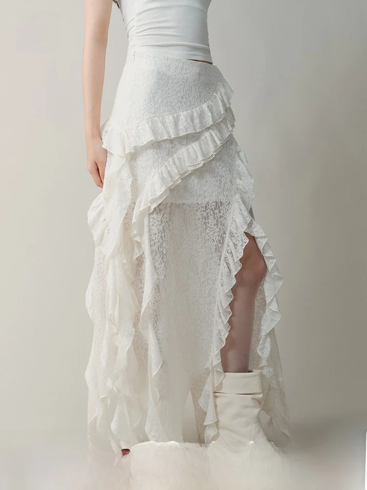 

Романтическая многослойная белая асимметричная юбка, женская длинная студенческая юбка в стиле арт, креативная персонализированная юбка трапециевидной формы со средней талией