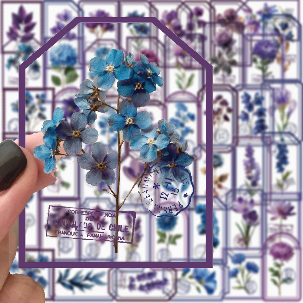 10/30/50pcs Creativo Fiore Viola Timbro Graffiti Adesivi Estetica FAI DA TE Skateboard Telefono Bagagli Laptop Retro PET Adesivo Decor