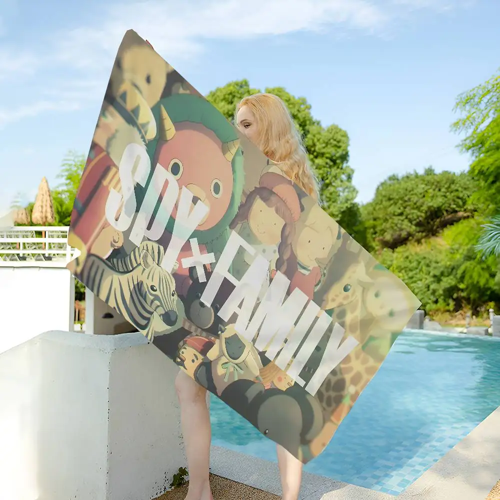 Comedy Anime S-Spy F-Family Microfiber Blanket Quick Drying Beach Towels Oversized Printing Super Absorbent Pool Towel Blanket