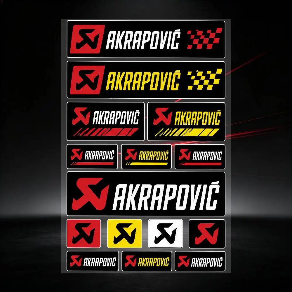 for Akrapovic Long Lasting Waterproof Reflective Sticker Scratch Conceal Fit Motorcycle Car Helmet Fridge Decals