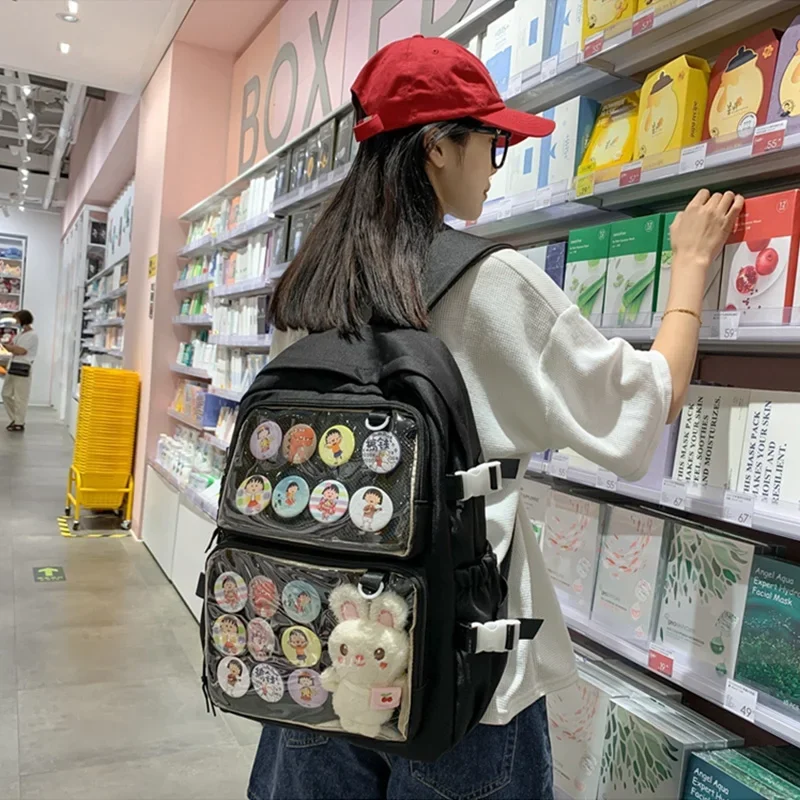 Japanese Kawaii Itabag Women New 2024 Transparent Backpack Women Large Capacity Ita Backpack School Bags For College Student JK