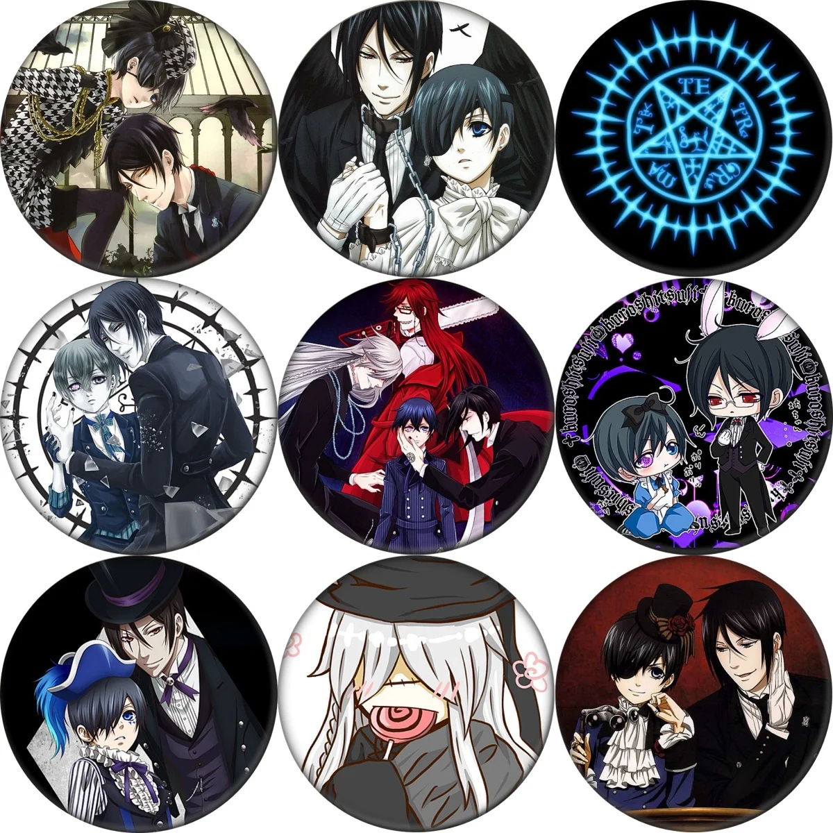 

58MM Black Butler Cosplay Badge Anime Brooch Pin Accessories For Clothes Backpack Decoration gift