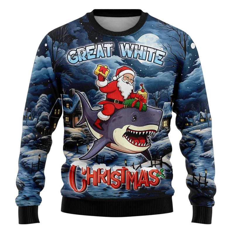 Frohe Weihnachten Santa Claus 3D Gedruckt Unisex Hässliche Pullover Lustige Geschenke Männlich Streetwear Weihnachten Mann Sweatshirts Cartoon Pullover