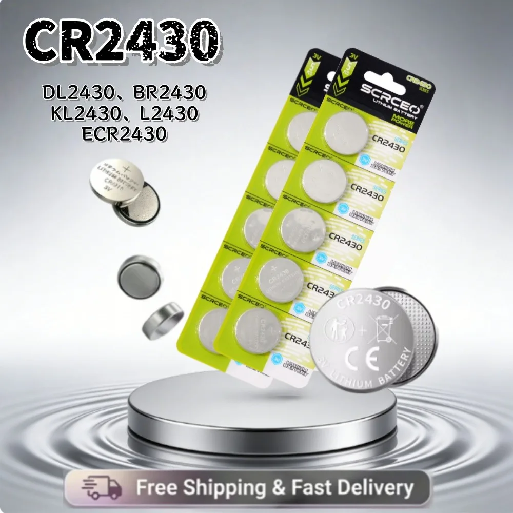 

3V 2-50PCS CR2430 Lithium Coin Battery Compatible with CR2430 DL2430 BR2430 Coin Cell for Watch Clock Car Key Fob