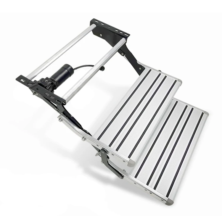 Aluminium Double-Deck Fold-Out Step for Caravans & RVs Electric ed with Standard Chassis Heights Trailer Parts