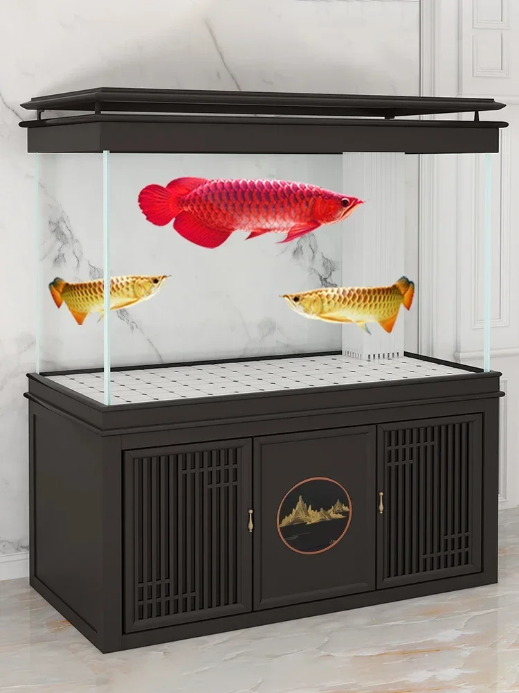 Living Room Large and Medium-Sized Fish Tank Home Partition Screen Fish Globe Super White Glass Bottom Filter Dragon Fish Tank