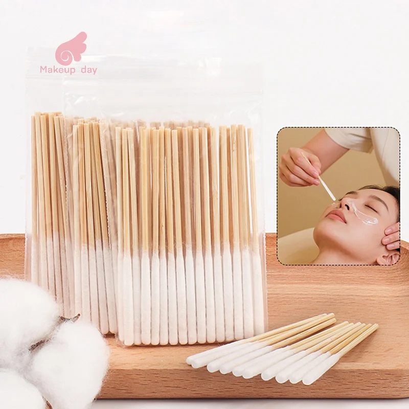 

30/90pcs Disposable Longer Cotton Swab Brush Lint Free Micro Brushes Wood Cotton Cotton Swab Brush Make Up Brushes