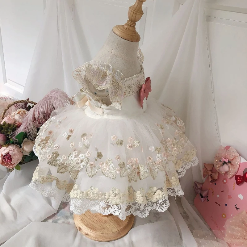 2025 New Banquet Lolita Children's Elegant Palace Style Champagne Bow Princess Dress