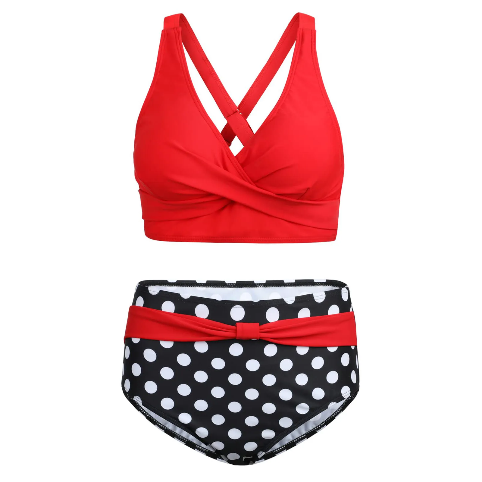 Conjunto de Bikini con estampado de cintura alta y fruncido Retro para mujer, Bikinis de cintura alta, traje de baño Sexy Vintage con realce, trajes