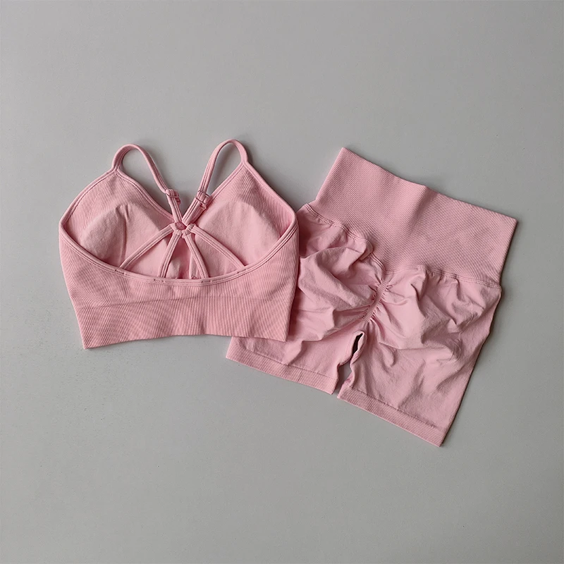 Po-Formende Fitness-Shorts Set für Damen, Elastische Atmungsaktive Schnelltrocknende Sportunterwäsche, Schöner Rücken Yoga-Anzug – Detail 6