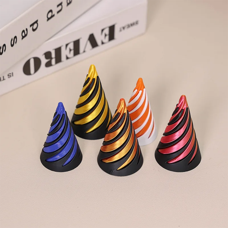 3D Printed Spiral Cone Impossible Pyramid Stone Passthrough Fidget Toy Spinning Decompression Stress Relief Toys Table Decor