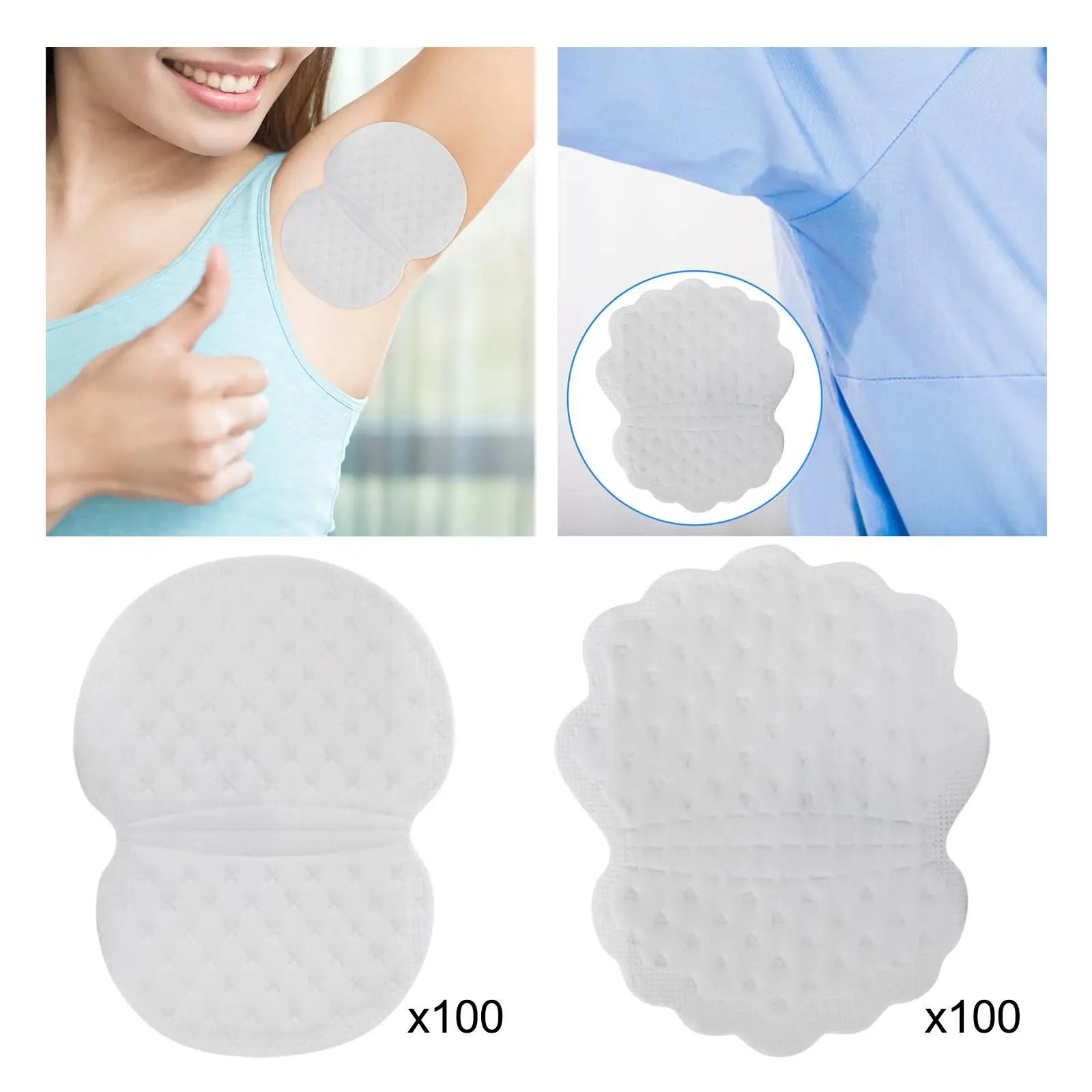 100x Disposable Underarm Sweat Pads Armpit Sweat Pads for Women and Men