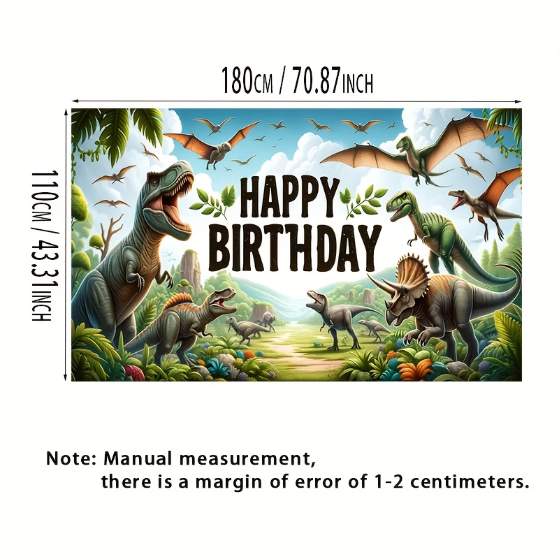 Jurassic dinosaur banner, happy birthday photo decoration background, perfect for family gatherings and birthday parties