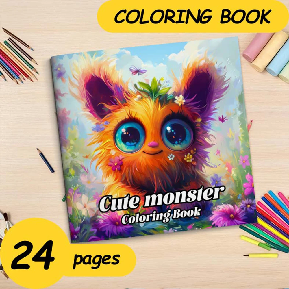 Cute Monster Coloring Book for Adults Teens Featuring Adorable Creatures in Cozy Hygge Moments for Relaxation Gift