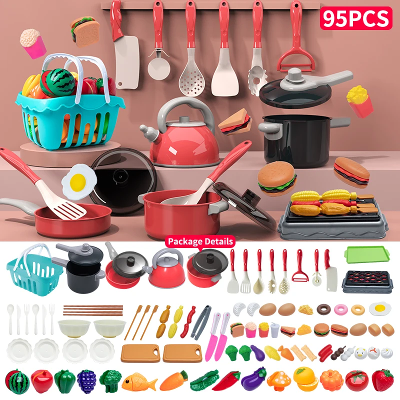 √Choice Pretend Play DIY Kitchen Toy Set Cutting Fruit Vegetable Play Food Kitchen Toys Set with Cooking Toys For Children Gift