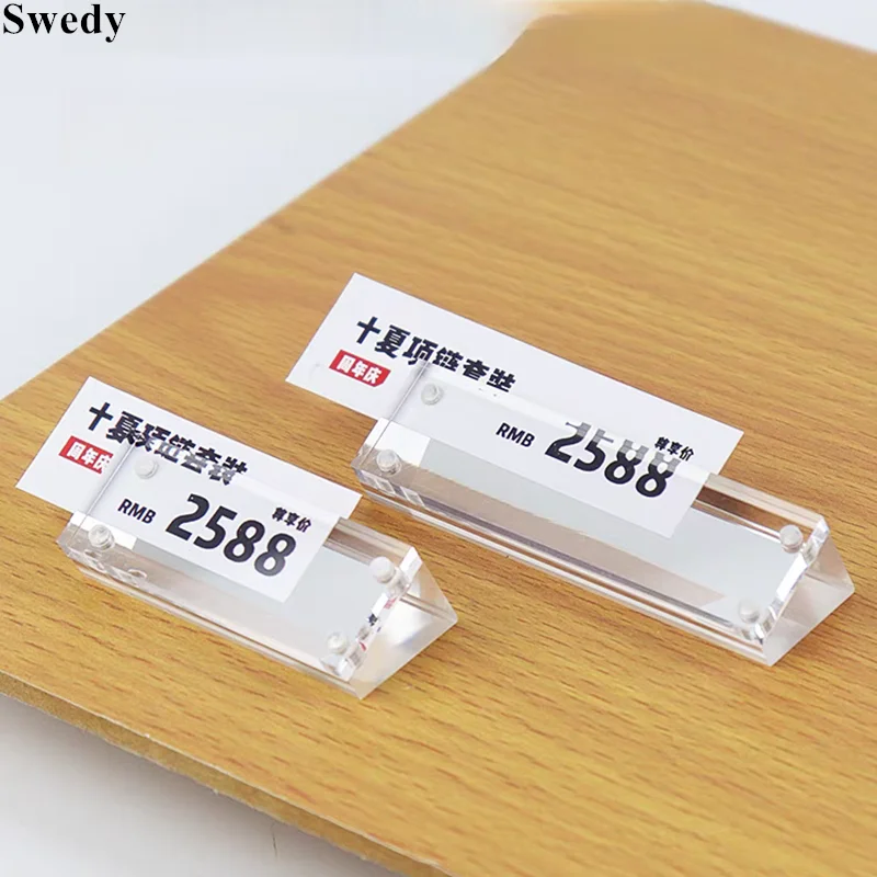 Mini Magnetic Clear Acrylic Sign Holder Display Stand Plastic Name Card Holder Price Card Tag Menu Label Holder Stand