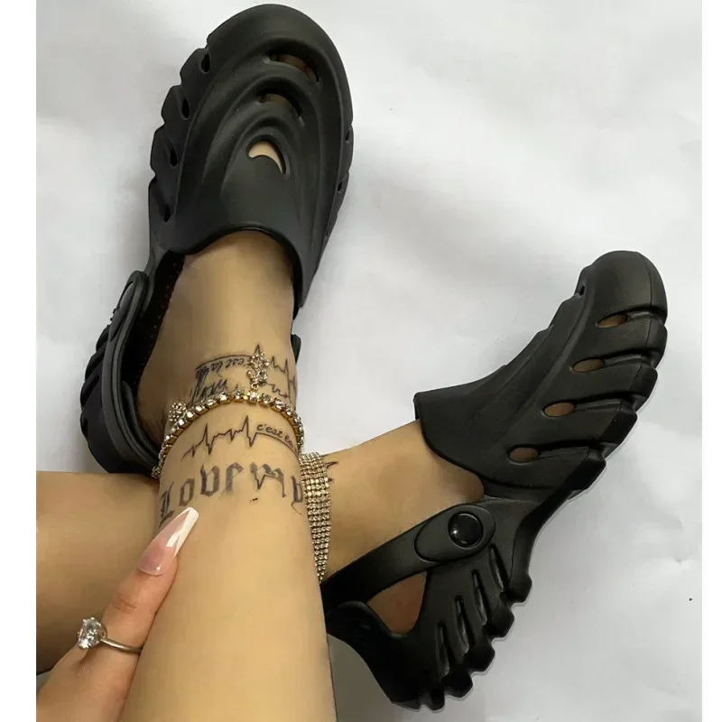 Openwork Slippers Women\'s Sandals Casual Hole Shoes Couple Plus Size 44 45 Breathable Beach Flip-flops Flat Summer Women Shoes