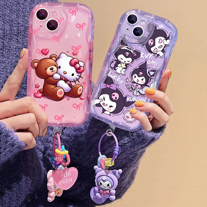 Kuromi Hello Kitty Cartoon Case For Samsung Galaxy S24 S25 S23 Ultar S22 S21 Plus S20 FE S21 Ultra A36 A26 A56 A06 A16 4G Cover