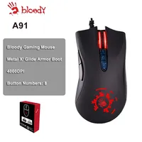 A4TECH Bloody A91 Gaming Mouse,4000 DPI,1000HZ,6666FPS,8 Buttons,Metal X' Glide Armor Boot,Over 20 million clicks