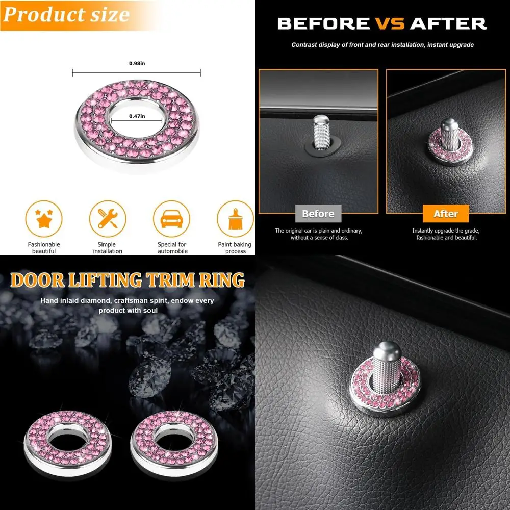 

4 Pcs Bling Car Inner Door Lock Covers, Crystal Pull Rod Bolt Stickers, Sparkly Rhinestones Auto Door Bolt Decorations, Vehicle