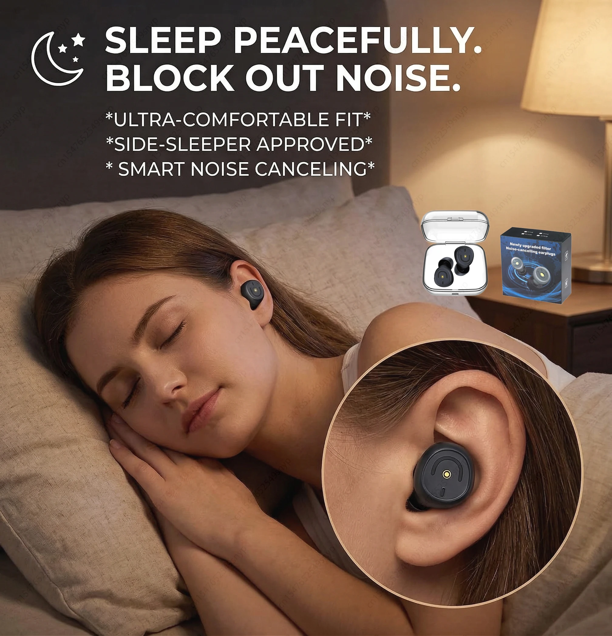 Bouchons d'oreilles anti-bruit 50 dB pour dormir, bouchons d'oreilles réutilisables en silicone avec 4 embouts pour un sommeil profond, les voyages et le repos silencieux