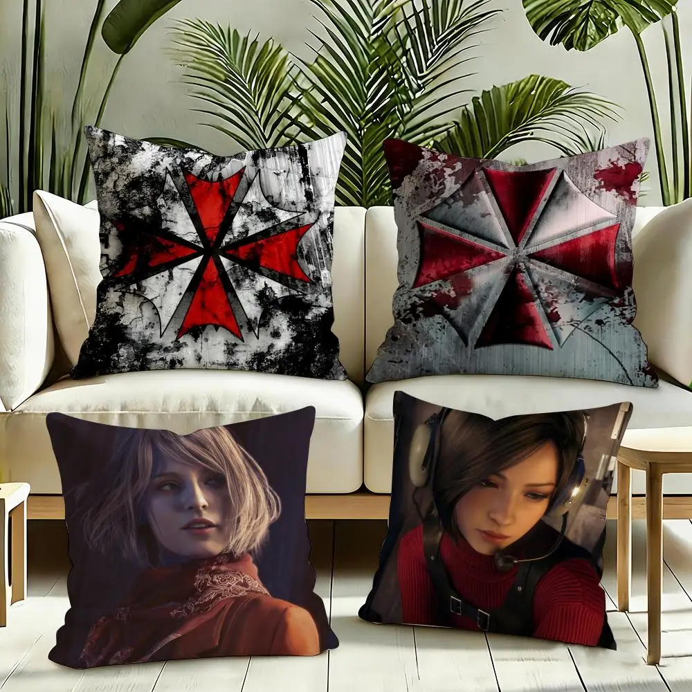 Game R-Resident Evil Cushion Cover Silky Short Plush Invisible Zipper Dustproof Sofa Pillow Case for Home Decor