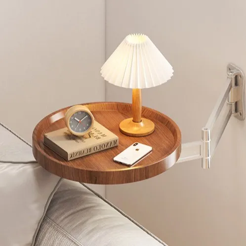 Suspended bedside table foldable round table crack against the wall wall bedside shelf creative bedroom bedside shelf