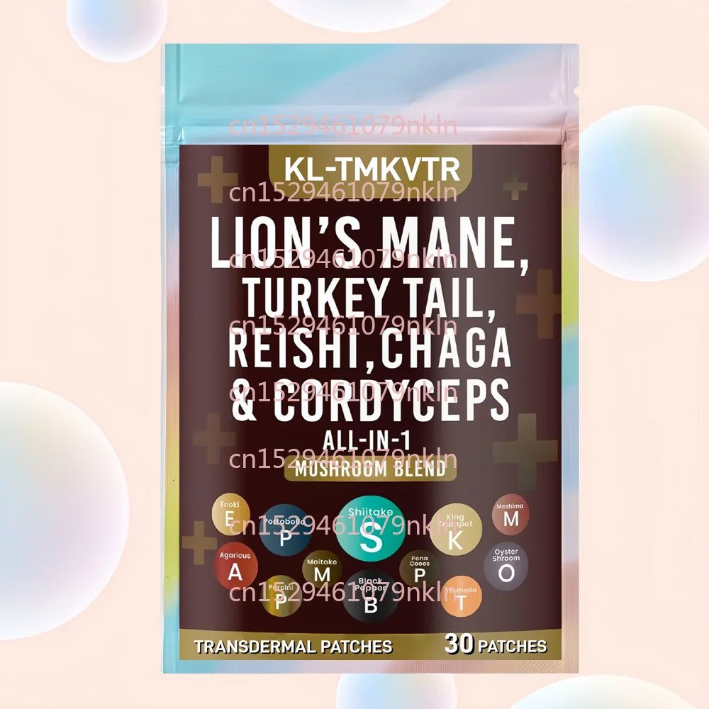 

30 Patches High Strength Mushroom Transdermal Patches - Lions Mane, Cordyceps, Reishi for Brain Memory and Focus