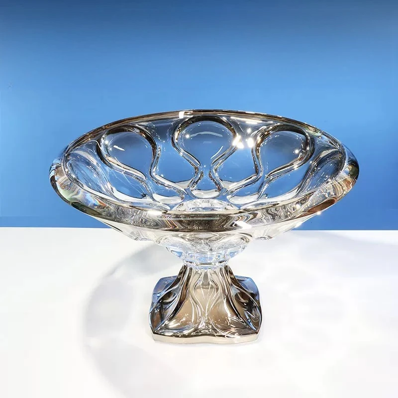Crystal high-footed fruit plate housewarming gift high-end gift high-end exquisite high-value fruit plate new home ornament