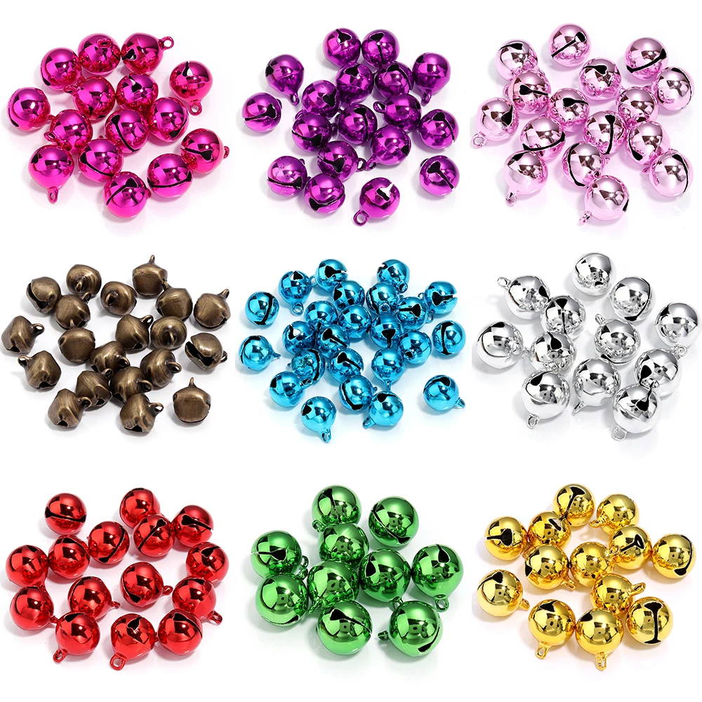 Louleur Colorful Christmas Jingle Bells Beads Pendants For Jewelry Making DIY Crafts Handmade Accessories Party Decoration