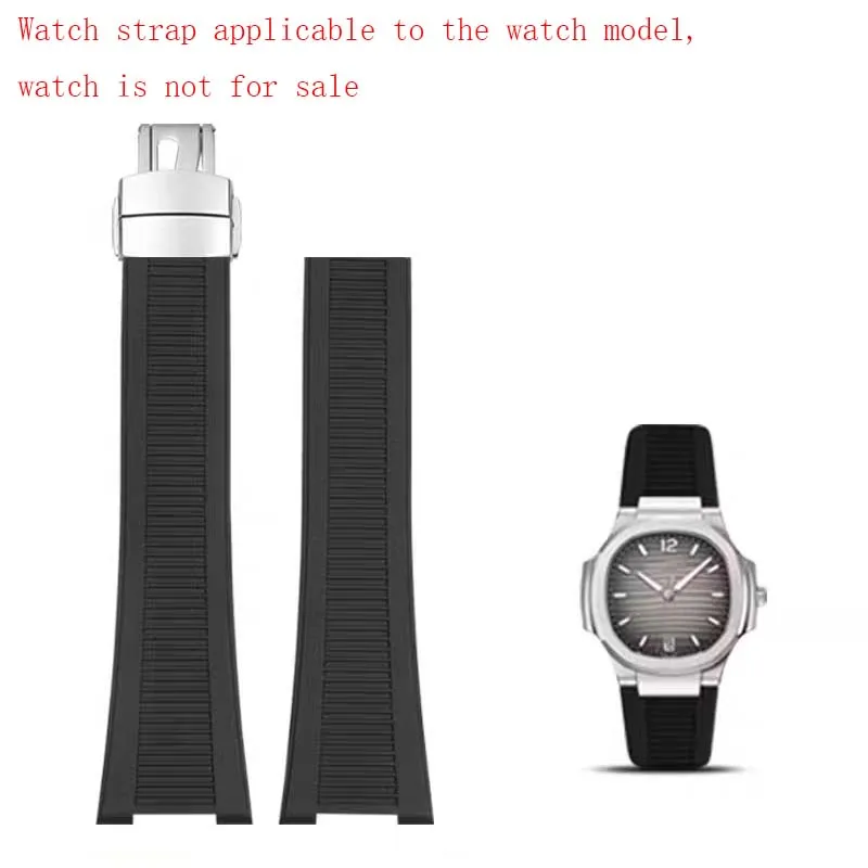 Watch accessories 25mm-13mm men rubber watch band Compatible for Patek Philippe Nautilus 5711 5726 5712 Folding buckle wristband