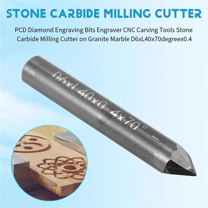 B62B-PCD Diamond Engraving Bits Engraver CNC Carving Tools Stone Carbide Milling Cutter On Granite Marble
