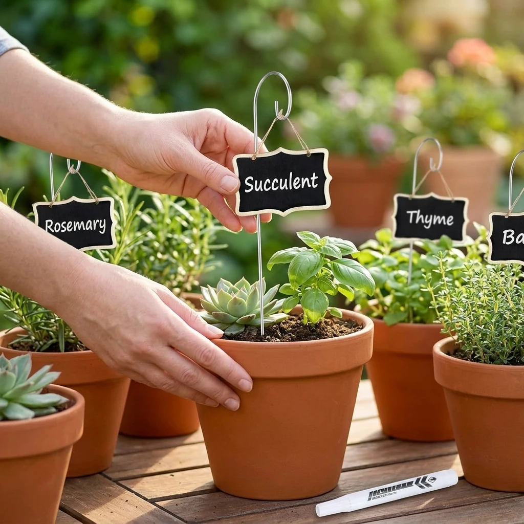 Plant Label Tags - 25Pcs Garden Markers Weatherproof Wooden Blackboard