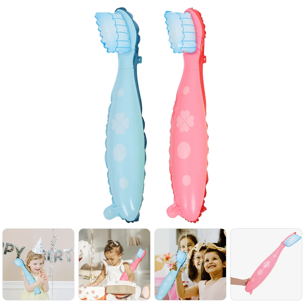 2 Pcs Toothbrush Balloon Inflatable Toddler Toothbrushes Pe Hard Firm Adult Child Kids Toothpaste