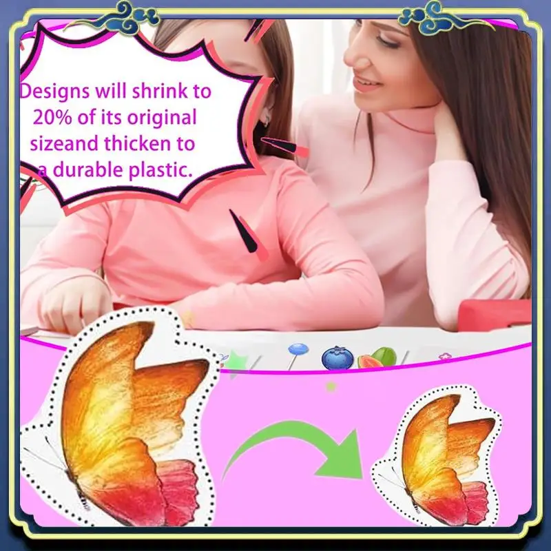 Portable 160Pcs Shrink Plastic Sheets Kit,7.9 X 5.7 Inch Shrink Paper Sheets And Keychains Making Accessories For Kids DIY Craft