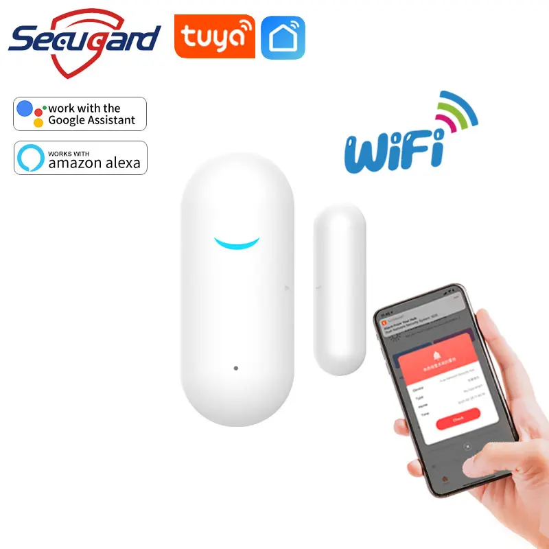 WiFi Door Sensor Tuya Smart APP Window Door Open Detector Sensors Notification Home Security Alarm For Alexa Google