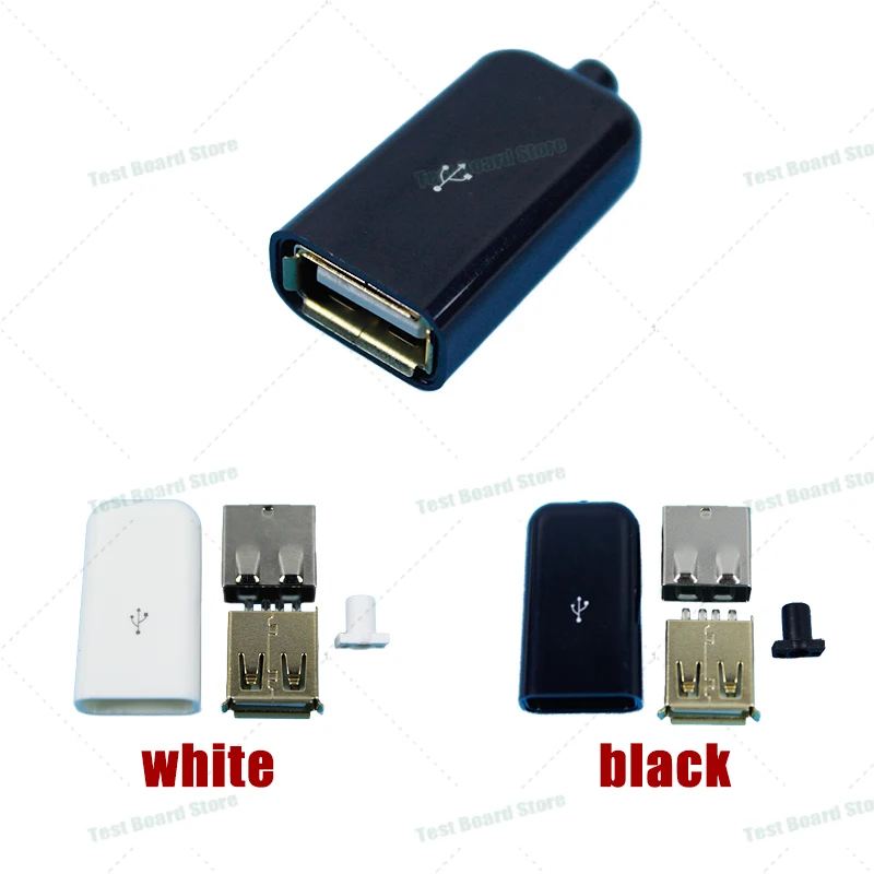 1 set USB-A soldered charging plug standard 4P soldered plug gold-plated USB connector with plastic casing